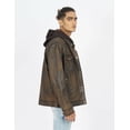 thumbnail image 2 of Boston Harbour Brookfield Waxe Vintage Bomber Leather Jacket Mens Hoodie - Dark Brown Mens Real Leather Jacket, 2 of 5