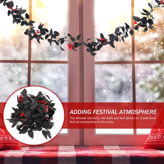 OUNONA Red Berry Garland Christmas Decoration for Front Door, Wall, and Hanging Holiday Home Decor