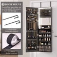 thumbnail image 6 of LVSOMT 47.2" LED Jewelry Mirror Cabinet, Wall/Door Mounted Jewelry Armoire Organizer with Built-in Lighted Mirror, Full Length Mirror with Storage, Black, 6 of 9