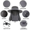 thumbnail image 3 of Sombrero de pesca para hombres y mujeres, protección solar UV al aire libre, sombrero de ala ancha con cubierta para la cara y solapa para el cuello, 3 of 6