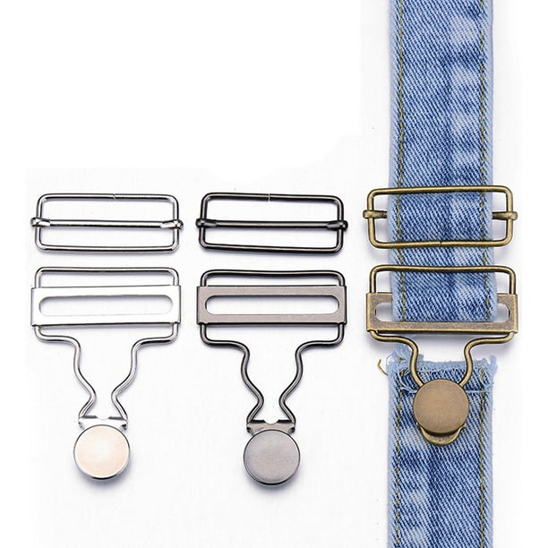12 Sets Overall Buckles Metal Suspender Replacement Buckles with Rectangle  Buckle Slider and Buttons for Overalls Bib Pants Jeans 4cm 