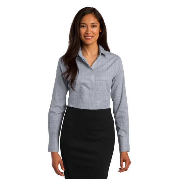 Red House® Ladies Windowpane Plaid Camisa sin planchado. RH71 Gris Paloma 4XL casa Roja RH71