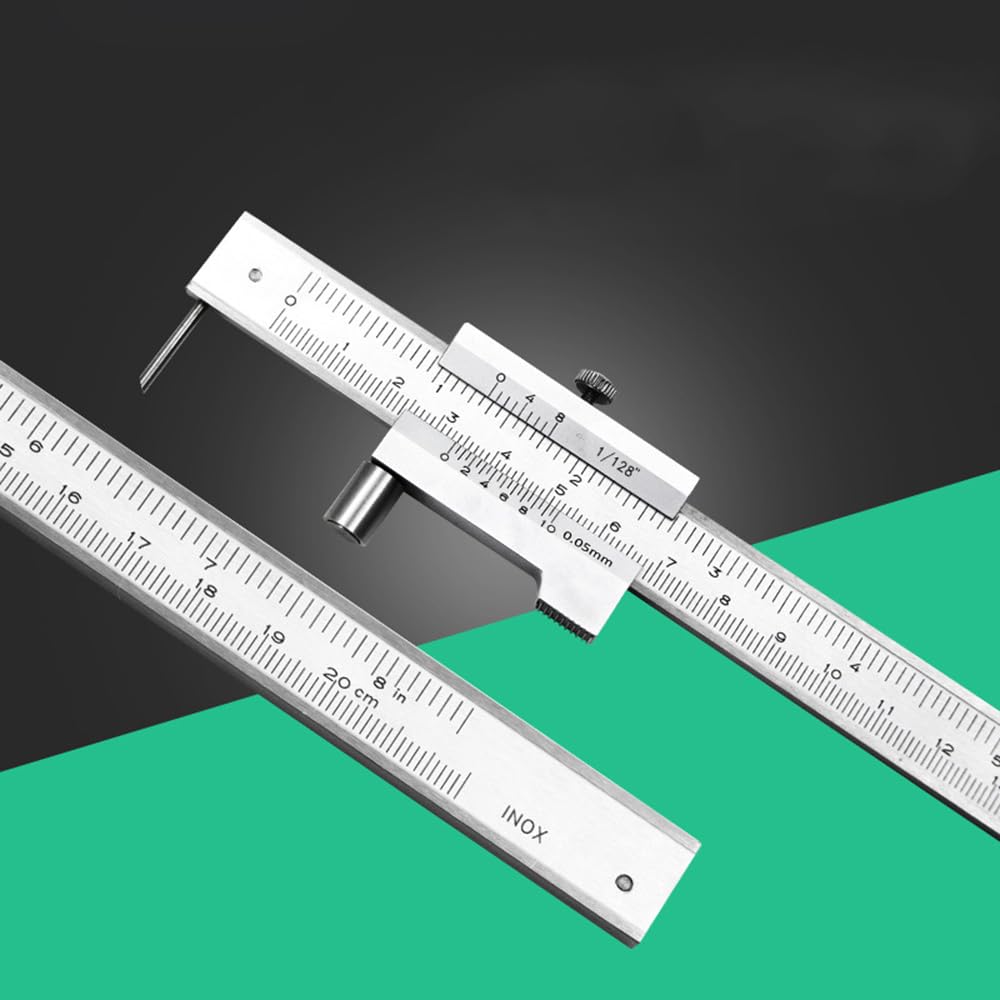 Vernier Caliper 0-7.8 Inch Stainless Steel Parallel Marking Vernier Caliper With 2 Needles, Clear Scale, Polished Marking Gauge Measuring Tool marking vernier caliper 0-200