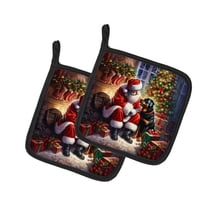 Carolines Treasures DAC4151PTHD 7.5 x 7.5 in. Rottweiler & Santa Claus Pot Holders - Set of 2