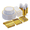 Gold, variant on Goodluck Disposable Plastic Dinnerware Set 350 PCS Serves 50 Guests, Heavy Duty Tableware Kit with Gold Rim Plates Cups Napkins Cutlery for Wedding Birthday Party