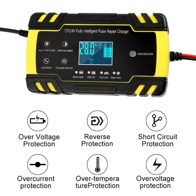 Automatic Smart Pulse Repair Car Battery Charger Starter Intelligent Overvoltage Protection Temperature Monitor