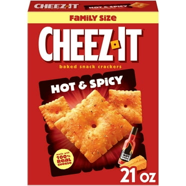 Cheez-It Hot and Spicy Baked Snack Crackers, Lunch Snacks, 21 oz