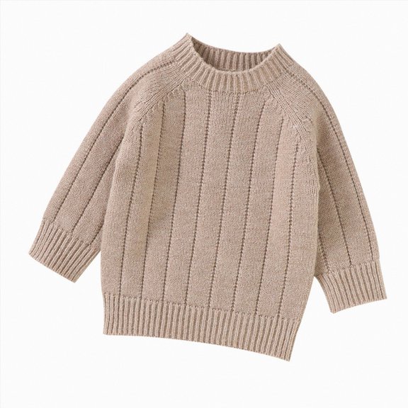 Splozh Toddler Baby Boy Girl Sweater Knit Baby Boy Girl Pullover Sweater Knit Clothes Unisex Toddler 2T 3T 4T Fall Winter Warm Long Sleeve Tops,Khaki,9-12 Months