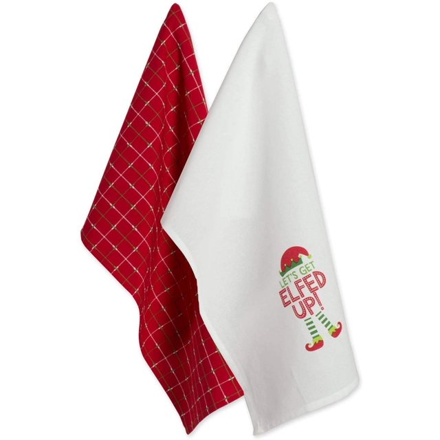 DII Christmas Tea Towels Decorative Kitchen Dish Towel Set, 18x28, Elfed Up, 2 Piece
