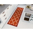 thumbnail image 1 of Well Woven Non-Skid Slip Rubber Back Antibacterial Area Rug Dallas Moroccan Trellis Rust Red Modern Geometric Lattice Thin Low Pile Machine Washable Indoor Outdoor Kitchen Entry, 1 of 4