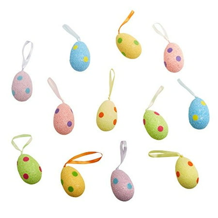 Dots Ornament - Pastel Polka Dot Hanging Foam Easter Egg Ornaments, Set of 12