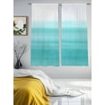 thumbnail image 4 of Aqua White Ombre Semi Sheer Curtains 63 Inch Length 2 Panels Set, Chic Modern Funny Abstract Striped Art Sheer Kitchen Curtain Privacy Voile Window Curtain for Living Room Bedroom Rod Pocket Drapes, 4 of 7