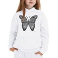 thumbnail image 3 of SonxaHe Little Girls Hooded Sweatshirt Butterfly Prints Long Sleeves Loose Fashion Casual Hoodies White,Sized 5-6, 3 of 3
