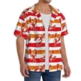 thumbnail image 4 of Naloa Red Lobster Men's Loose Fit Cuban Collar Short-Sleeve Shirt with Button-down and Chest Pocket for Everyday Wear Outings - Large, 4 of 7