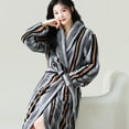thumbnail image 4 of Coral Fleece Bathrobe Women Man Winter Warm Casual Flannel Robe Sleepwear Plush Shawl Bath Robe Lounge Nightgown Loungewear (009,Women Size  40-70kg), 4 of 6