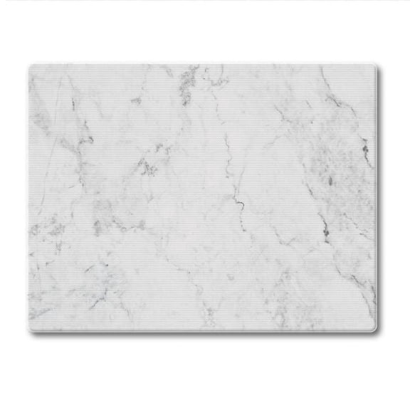 CounterArt White Marble Design 3mm Tempered Glass Cutting Board 10" by 8"