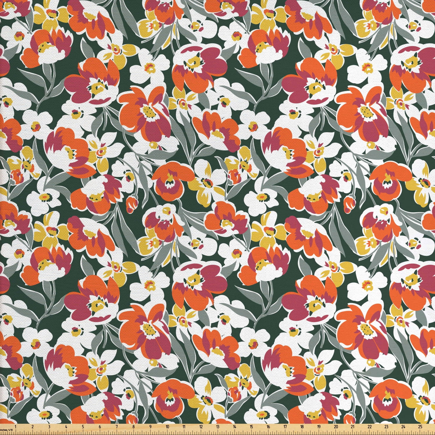 Floral Fabric by The Yard, Vintage Greenery Imagery Natural World