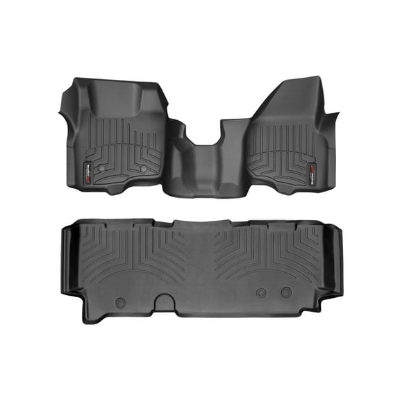 WeatherTech Custom Fit FloorLiners compatible with 2011-2011 Ford Super Duty - 1st Row Over-The-Hump & 2nd Row, Black