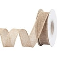 thumbnail image 1 of Joycrosso Burlap Wired Edge Ribbon 1 inch x 10 Yards, Natural, Ideal for Crafting, Gift Wrapping, Wreath, Christmas Tree, and Rustic Wedding Decorations, 1 of 4