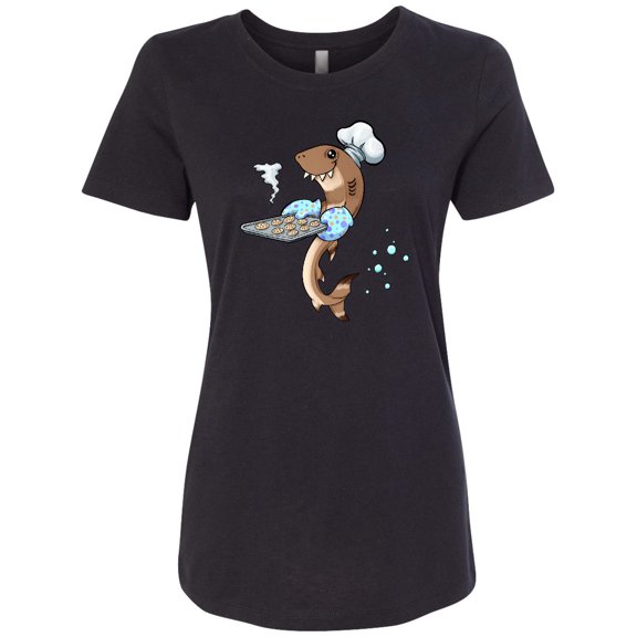 Inktastic Cute Cookie Cutter Baker Shark with Cookies Women's T-Shirt