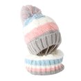 thumbnail image 2 of 2Pcs/Set Knitted Baby Hat Scarf Set Winter Warm Boys Girls Beanie Fleece Lining Toddler Kids Hat with Pompom, 2 of 8