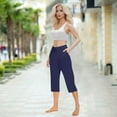 thumbnail image 6 of Mohiass V Crossover Capri Pants for Women, Summer Casual Pull On Womens Capris with Pockets, Women's Casual Pants & Capris, Ladies Capris Navy L, 6 of 7