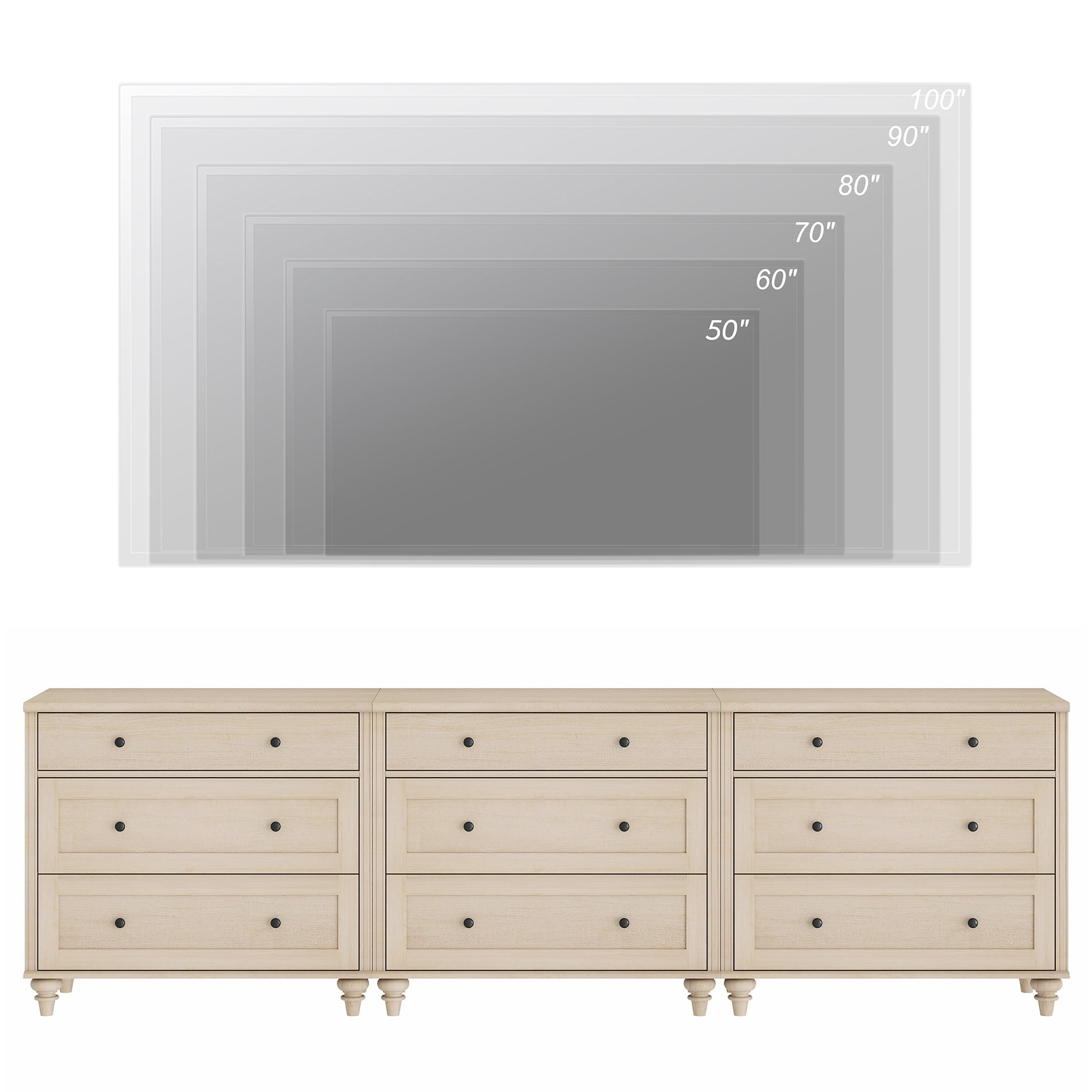 Farmhouse Dresser for Bedroom with 3 Drawers, Mid Century Modern Kids Dressers with Wood Closet Storage Organizer, Small Dressers for Nursery, Hallway, Living Room, Beige