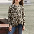 thumbnail image 4 of SYNPOS 4-13Y Child Girls Long Sleeve Scoop Neck Front Twist Leopard Tunic Tops, 4 of 8