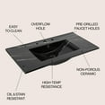 thumbnail image 5 of JONATHAN Y Ancillary 3-Hole 36 in. W x 18.25 in. D Classic Contemporary Rectangular Ceramic Single Sink Basin Vanity Top, Black Marble Effect, 5 of 8