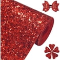 thumbnail image 2 of Greatdiy Rollo de tela con purpurina gruesa de color rojo brillante, 12.0 x 52.0 in, piel sintética de color sólido brillante para Cricut, pendientes, llaveros (17032#5), 2 of 4