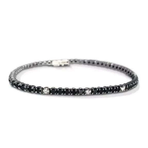 4Ct Round Cut Lab-Created Diamond 14K Black Gold Plated Tennis Bracelet Women's