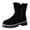 Black, variant on Women Suede Ankle Boots Warm Fur Lined Lug Sole Non Slip Side Zipper Fashion Winter Snow Boots