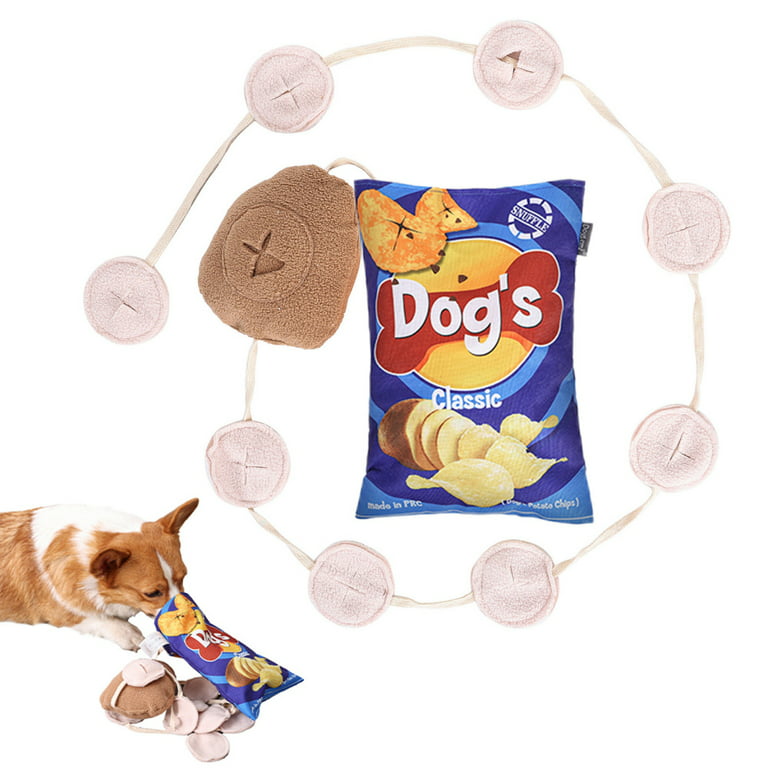 Great Fun Snack Toys For Pet Dogs Plush Chips Toys With Funny Expressions  for Chip and Potato Toys Blue 