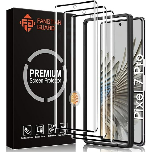 wonima88 FANGTIAN 3-Pack 3D Curved for Pixel 7 Pro Screen Protector Tempered Glass, 9H Glass for Google Pixel 7 Pro 6.7Inch -[Fingerprint Unlock][Alignment Tool]