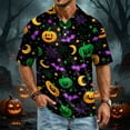 thumbnail image 3 of BRANROY Halloween Sports Polo Shirts Men - Funny Graphic Short Sleeve Button Down Casual Summer Tops with Novelty Print and Mesh Breathable for Golf and Daily Wear,Purple S, 3 of 7