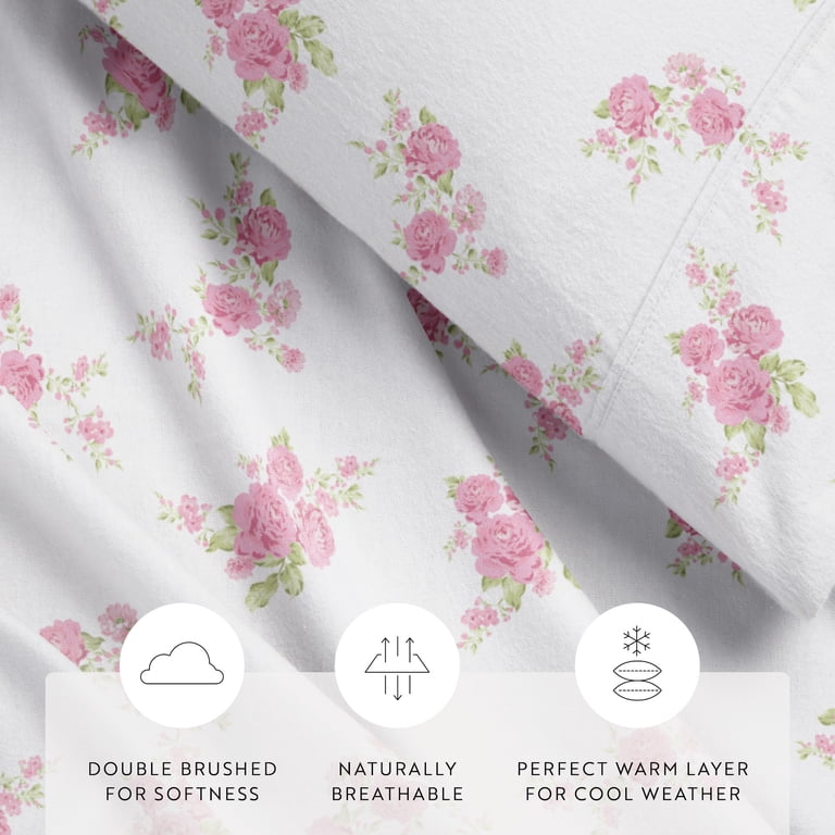 Comfort Canopy 4-Piece Queen Flannel Sheet Set, Rose Bunch photo 6