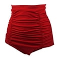 thumbnail image 3 of Women's Retro High Waisted Bikini Bottom Ruched Swim Short Tankinis Solid Pleated Briefs Shorts Full Coverage Bathing Suit Bottom, 3 of 5