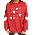 thumbnail image 5 of FAWUUDO Valentines Day Shirts Women Valentine Crewneck Sweatshirts Love Heart Sweatshirt Valentine's Long Sleeve Tops Red S, 5 of 9