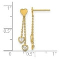 thumbnail image 2 of 14k Solid Yellow Gold Polished Cubic Zirconia Love Hearts Post Long Drop Dangle Earrings 23.6x4.1mm Wide Dangle Earring, 2 of 2
