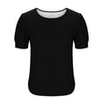 thumbnail image 6 of SwiftWear Women's Puff Sleeve T-Shirt Crew Neck Loose Fit Short Sleeve Top Casual Blouse Summer Basic Tee​ Black, 6 of 7