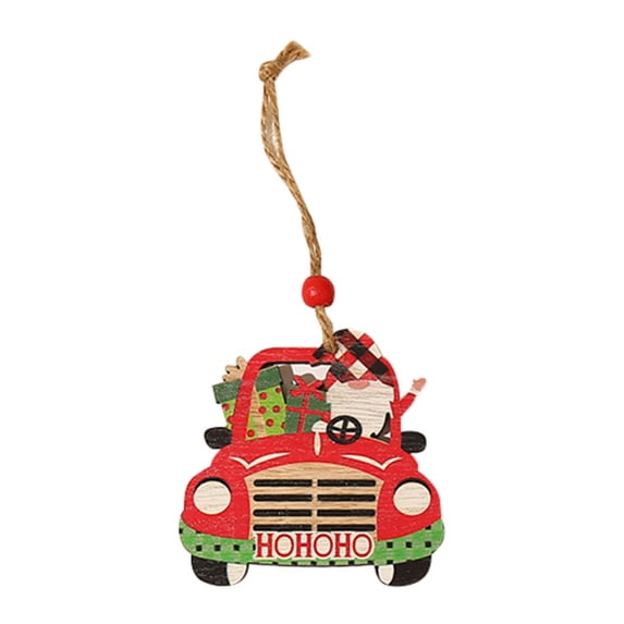 4 Pieces Christmas Ornaments Red Truck Christmas Tree Decoration Wooden Farmhouse Hanging Crafts