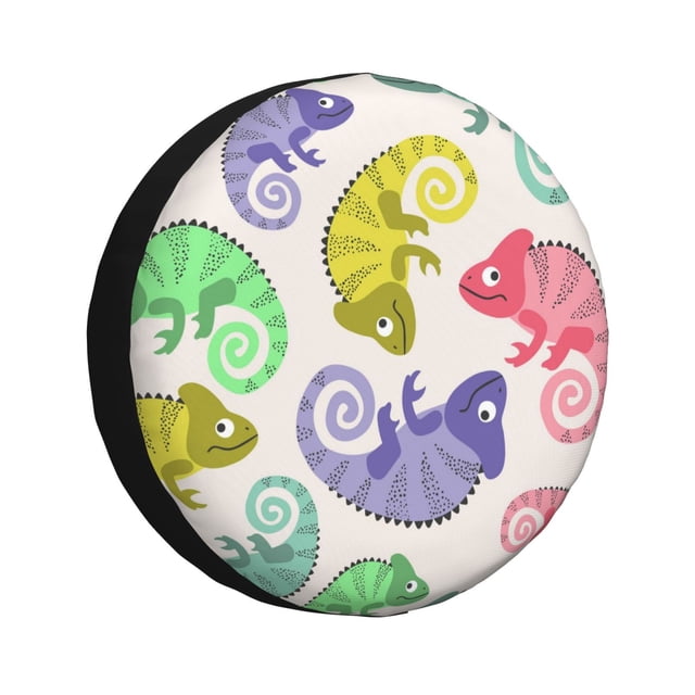Balery Cute Chameleons Cubiertas para Neumáticos - Protector Resistente para Neumáticos de Camioneta, SUV, Remolque, Camper y RV-15 inch