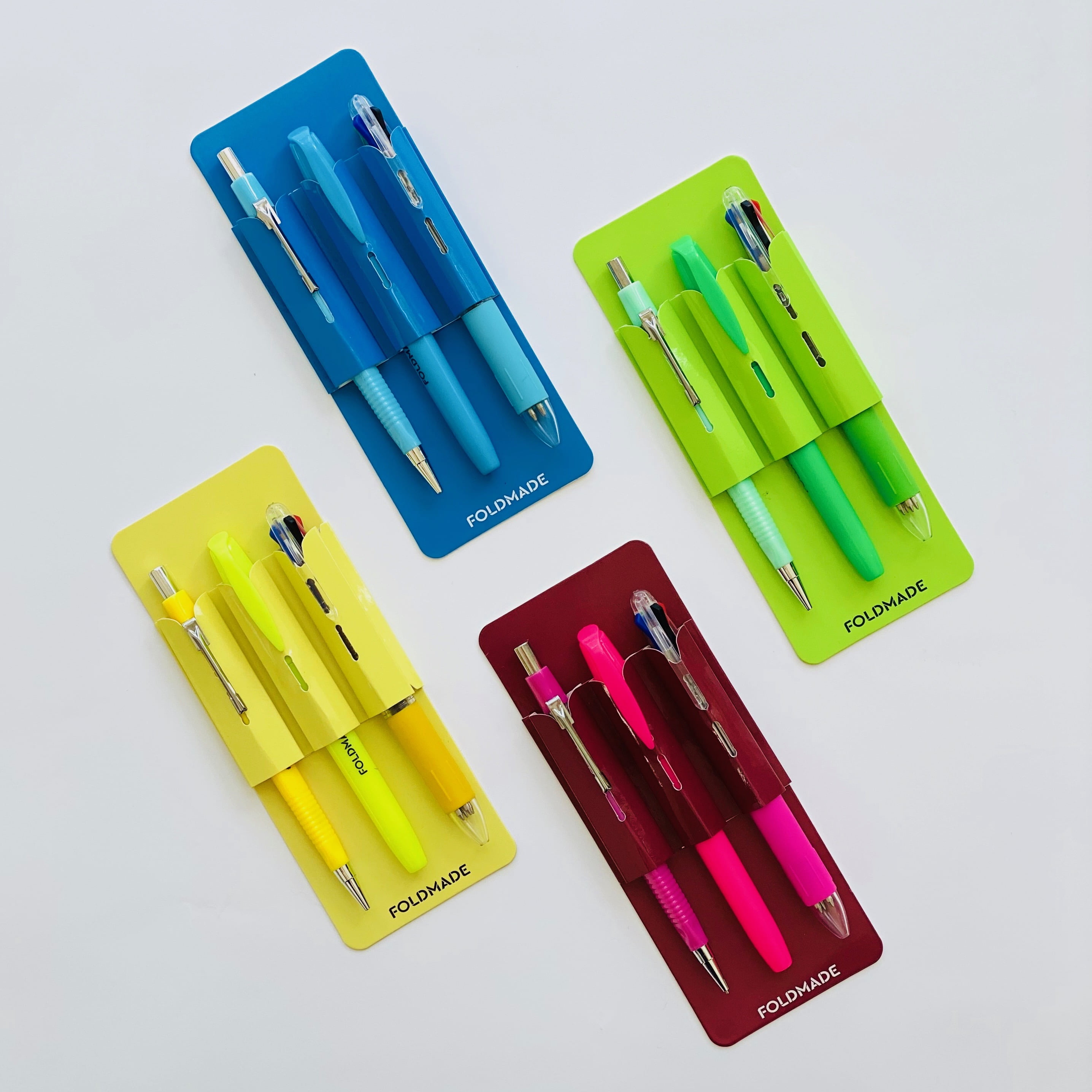 Foldmade Writing Set 2 Pack - Peel-N-Stick Pen Set, Lemon Yellow