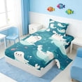 thumbnail image 2 of Manfei Cute Cartoon Seal Twin Sheet Sets for Kids Boys and Girls, Deep Ocean Fish Bedding 3-Piece, 1 Flat Sheet, 1 Fitted Sheet and 1 Pillowcase, 2 of 6