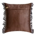 thumbnail image 3 of Decorative Brown 16"x16" (40x40 cm) Throw Pillow Covers, Faux Leather Solid & Fringe Throw Pillows For Sofa, Solid Pattern Modern Style - Kings Arm, 3 of 3
