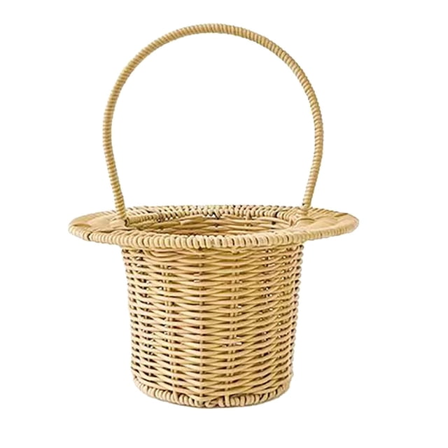 Handwoven Rattan Flower with Handle for DIY Craft Wedding and Birthday Storage