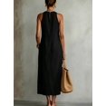 thumbnail image 2 of Women Sleeveless Black Halter Neck Maxi Dress Side Split Casual Summer, 2 of 5