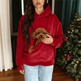 thumbnail image 4 of Stralyhd Cat Dog Pouch Hoodie for Women Cozy Soft Sweatshirts with Large Pocket Velvet Warm Pet Care Hoodie Long Sleeve Pet Carrier Pullover Wine XL, 4 of 5