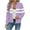Purple, variant on Quilted Bomber Jacket for Womens Fashion Color Block Full Zip Fall Cropped Coats Striped Casual Jackets with Pockets