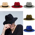 thumbnail image 1 of Chapeau Fedora Rétro Classique Unisexe en Feutre Dur Trilby Gangster Casquette Ruban Bande pour Femmes Hommes, 1 of 5